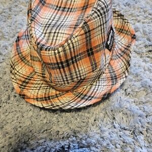 Plaid Bucket Hat in Orange and Black